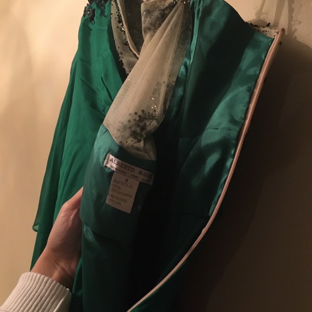Alberto Makali Green Long Silk Gown Size 8 - Picture 14 of 16